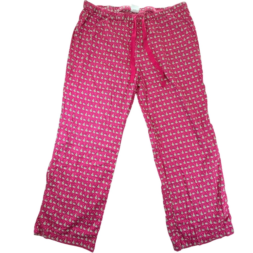 Vineyard Vines Womens XL Pink Christmas Whale Tree Pajama‎ Pants 2L0282 Cotton